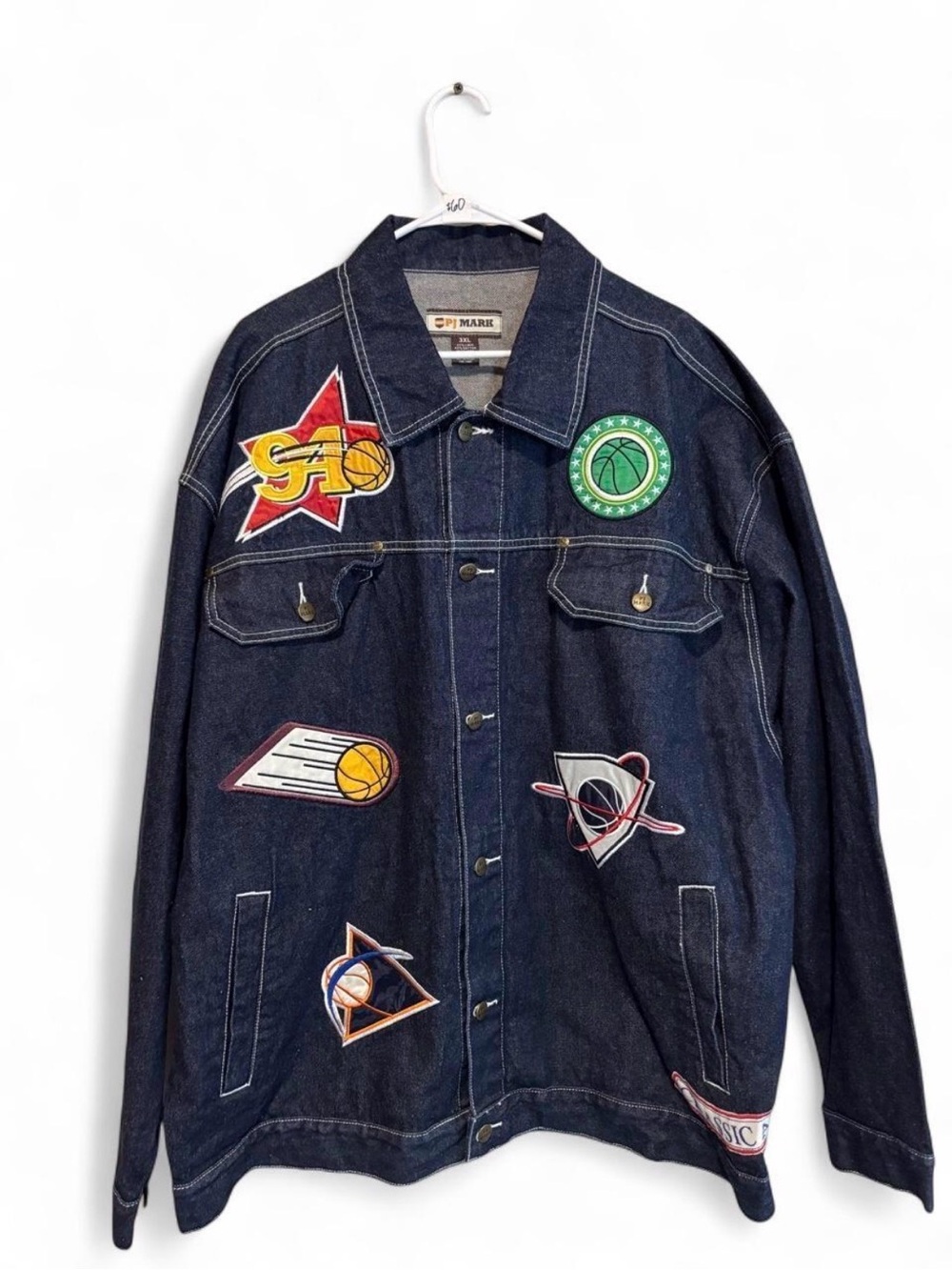 Y2K PJ Mark Dark Denim Patchwork Jacket